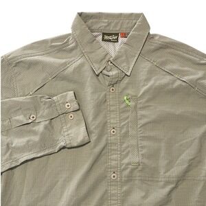 Howler Brothers Mens Vented Fishing Shirt Tan Micro Check Long Sleeve Size L